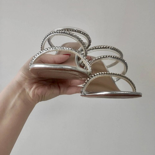 Mango sandals new with rhinestone straps and stiletto heel size 37