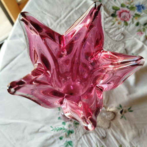 Vintage Art Glass Vase Chribska Czechoslovakia Josef Hospodka design