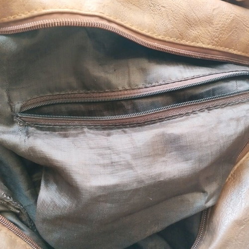 Large crossbody bag used, brown, zipper issue inside