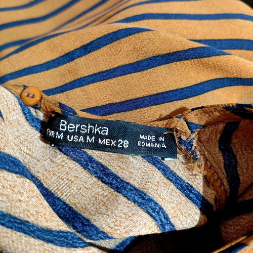 Bershka office pants and top set like new, blue and brown