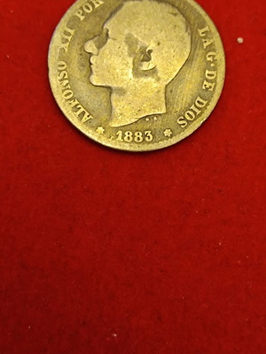1 Peseta Alfonso XII 1883 collectible coin used