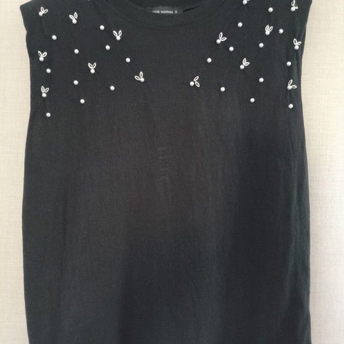 Pink Woman Black Sleeveless Top like new, size M