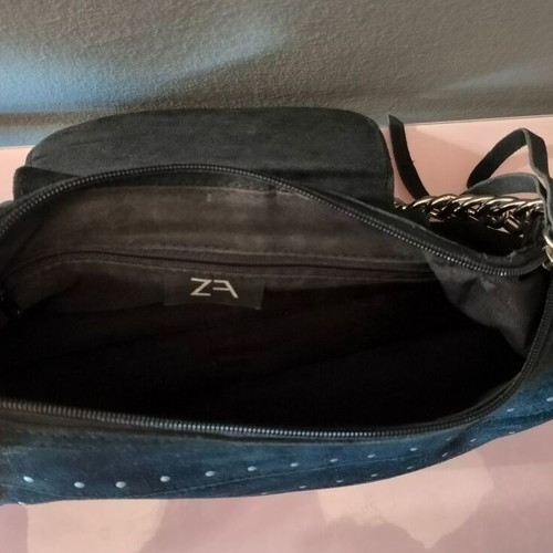 Zara shoulder bag small black suede used with silver studs