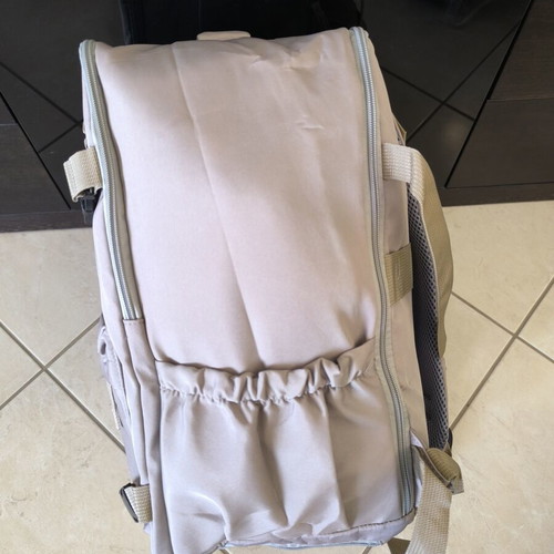 Backpack new, beige, ideal for travel with shoe compartment