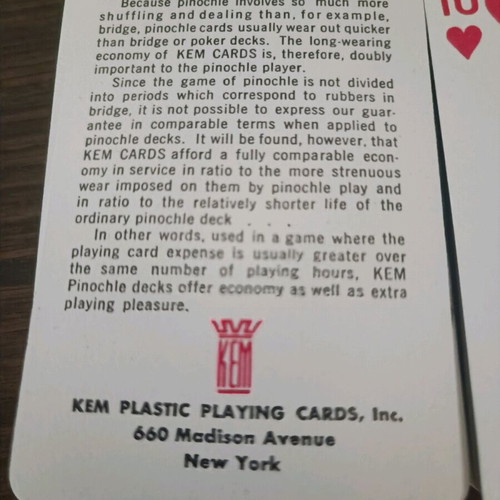 KEM USA collectible playing cards like new with plastic case
