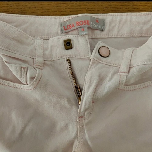 Girls' skinny pants size 4 years like new, pink and white