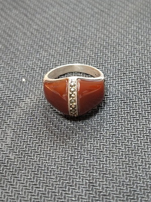 Silver ring with platinum plating and 925 stamp, new