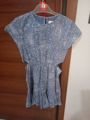 Mango blue dress with waist cutouts for girls, size 134 cm