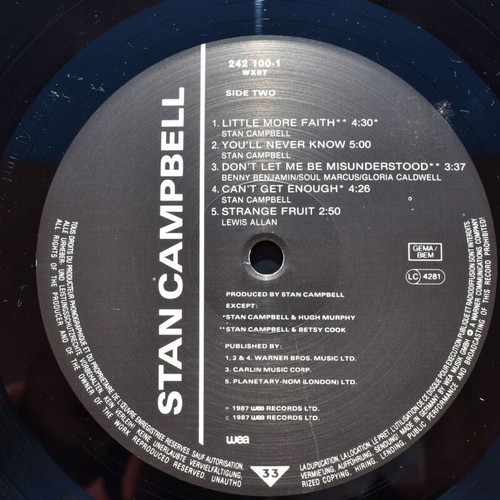 Stan Campbell LP used, jazz funk soul