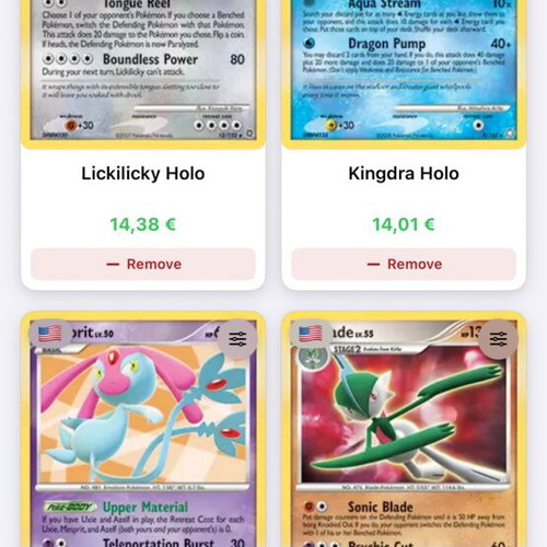 Pokemon cards used, set of 4 collectible