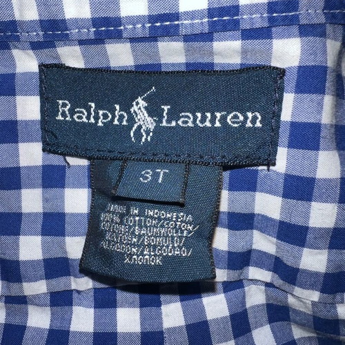 Πουκάμισο Ralph Lauren μεταχειρισμένο για αγοράκι 3 ετών, άσπρο και μπλε