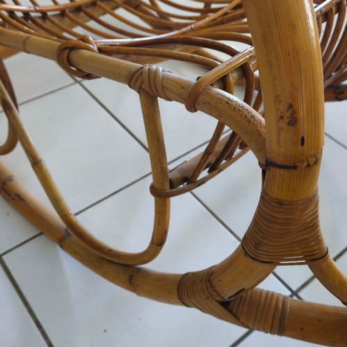 Handmade bamboo rocking chair, 40 years old