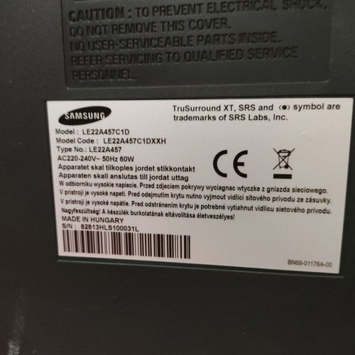 Samsung 22" TV LE22A457C1D with power cable