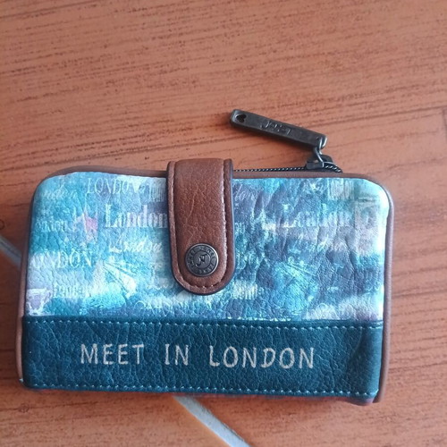 Women's leather wallet new, brown multicolor