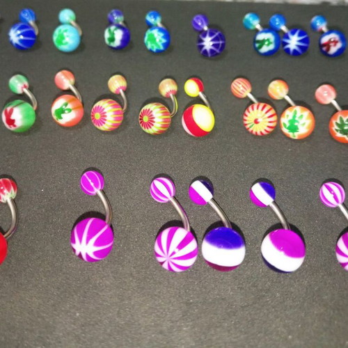 Piercing earrings for navel, belly, ears, stainless steel, new