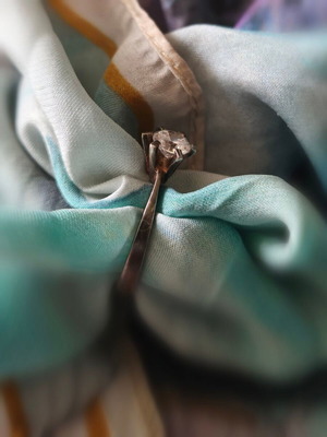 Сребърен пръстен с камък като нов, 3гр, 18мм