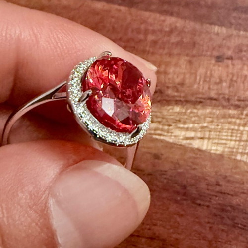 Canary Red Solitaire Ring 925 Silver with Cubic Zirconia, new
