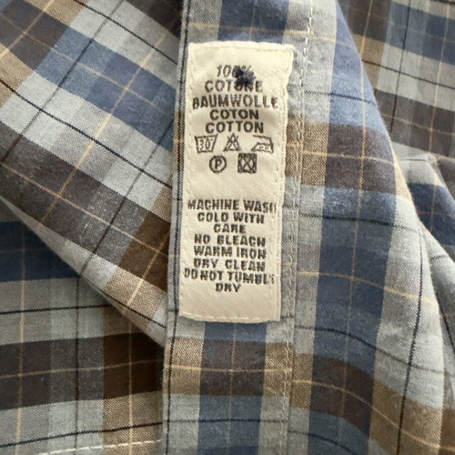 Oxford Company Blue and Brown Plaid Denim Long-Sleeve Shirt Size M Like New