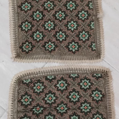 Handmade table runner with gold thread embroidery