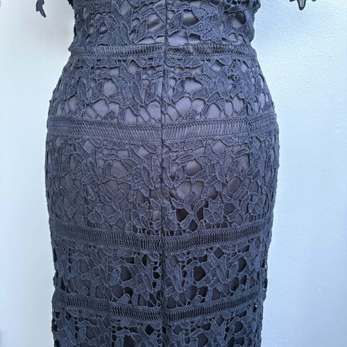 Missguided vintage dress with lace navy blue size small new