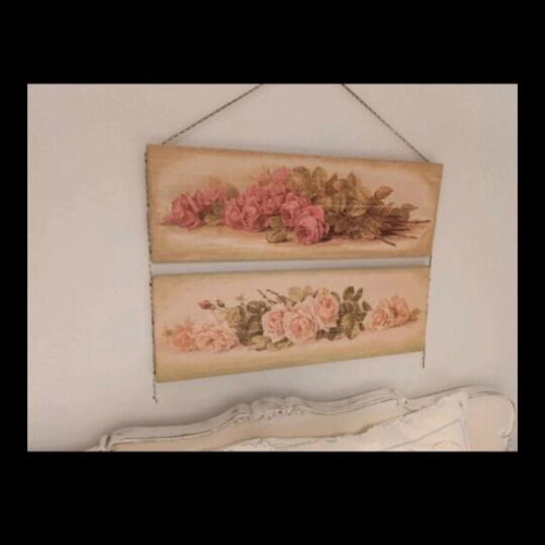 Wooden wall decor with decoupage, like new, 70x23 cm