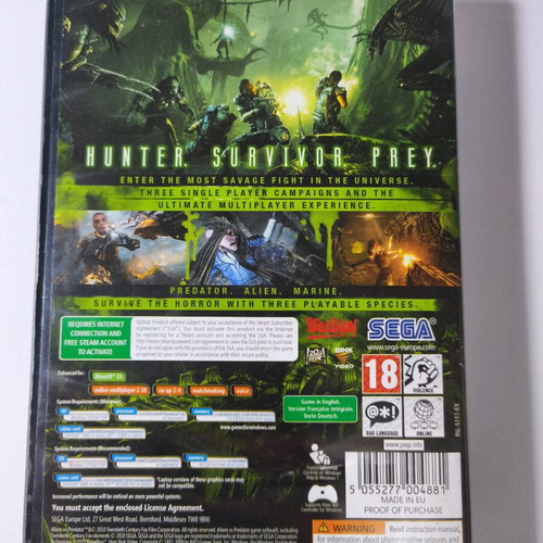 Predator Aliens game PC used, collectible old game