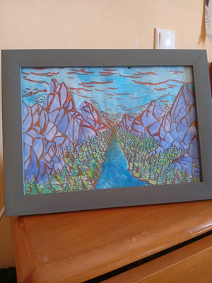 Πίνακας OG Watercolor / Acrylic Lost in the forest καινούργιος με κορνίζα
