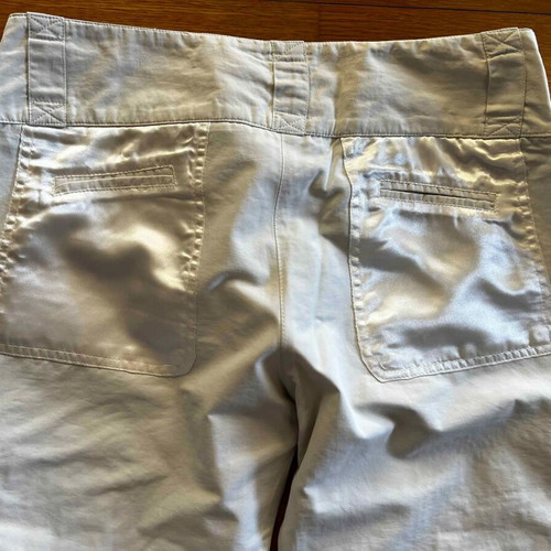 Beige straight-leg cargo pants with satin pockets like new, size S