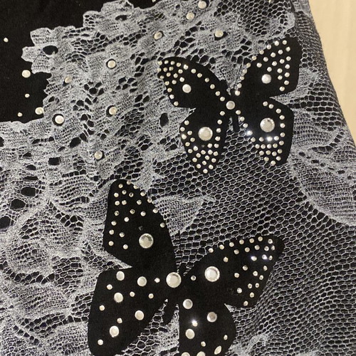Anais blouse like new, black, decorated with butterflies and rhinestones