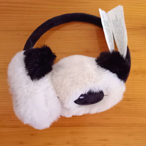 Zara Plush Ear Protectors Panda Design new, black and white
