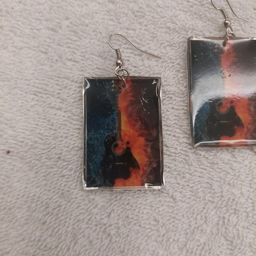 Metal earrings with liquid glass new