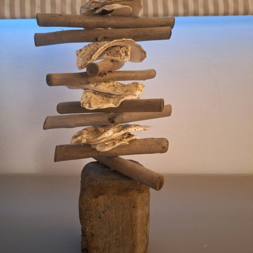 SIA Driftwood Candle Holder with Natural Shells new, unique handmade