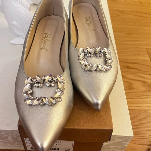 Handmade leather silver ballet flats size 43 new