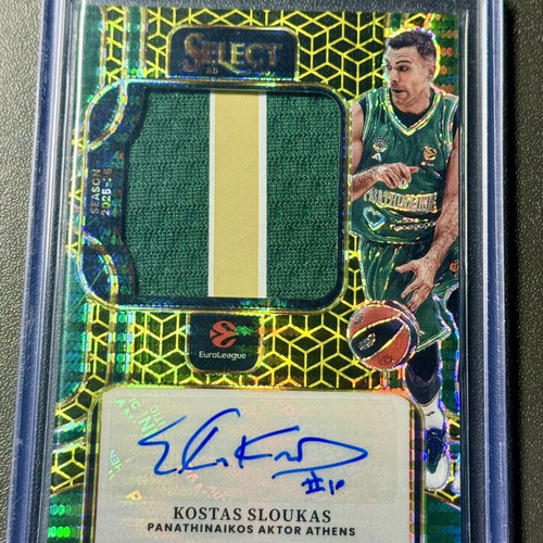 Kostas Sloukas Panini Select EuroLeague FOTL Gold Prizm Jersey Patch Autograph 10/10
