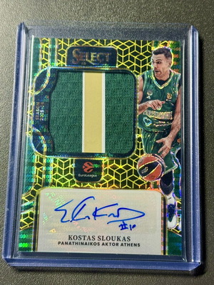 Kostas Sloukas Panini Select EuroLeague FOTL Gold Prizm Jersey Patch Autograph 10/10
