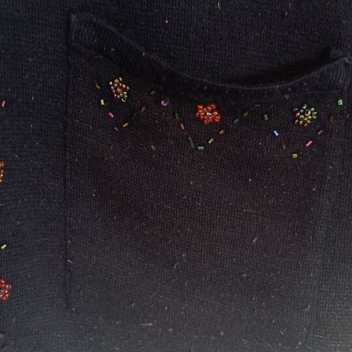 Old-fashioned woollen cardigan like new, dark blue, size L