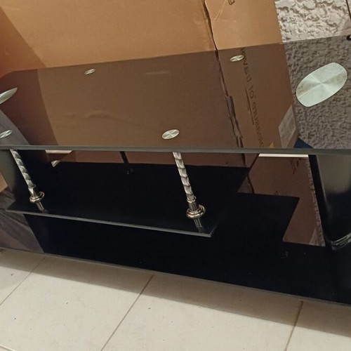 Black glass TV coffee table