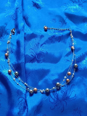 Yves Rocher 3-Strand Necklace like new with Iridescent Metallic Beads