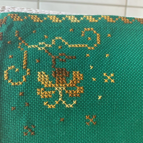 Vintage Handmade Cross-Stitch Table Set Like New
