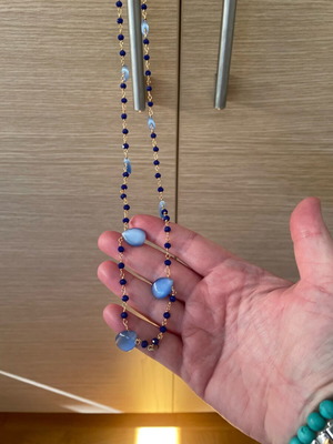 Blue Necklace with Semi-Precious Stones Handmade