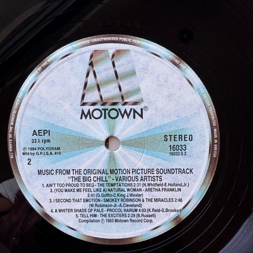 The Big Chill soundtrack LP used, Greek edition 1983, pop