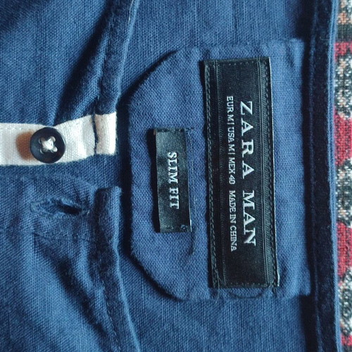 Zara Man men's linen shirt, blue, size M