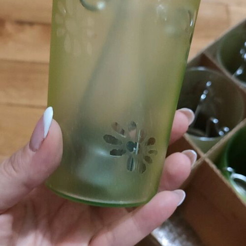 Glass tealight lanterns new, pack of 5, light green and pale yellow