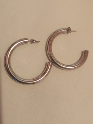 Silver Hoop Earrings like new, stainless steel