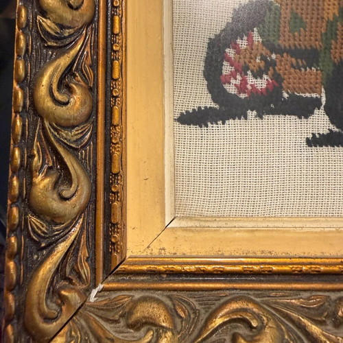 Vintage wooden frames used with hand-stitched car designs