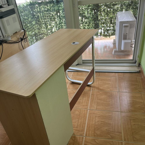 Wooden room desk used with minor wear