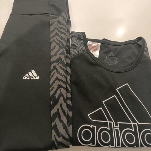 Adidas women's sports set like new, XS leggings, size 14-15 shirt