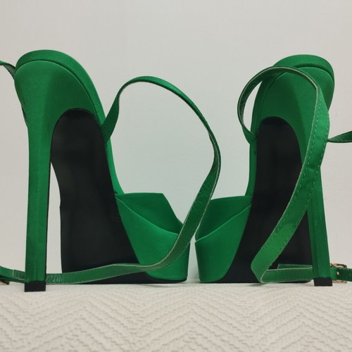Asos satin platform sandals size 37 like new, green