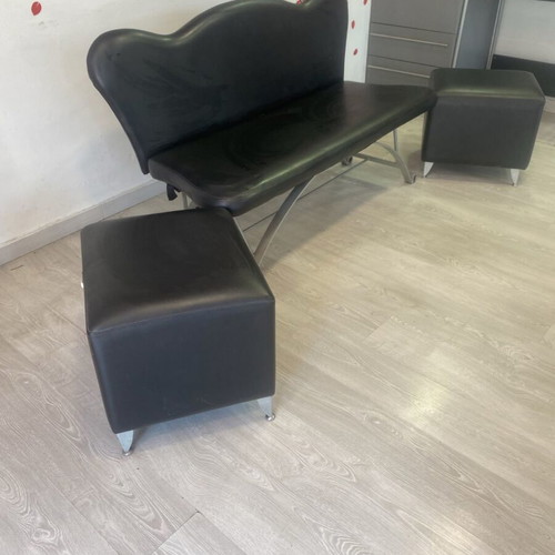 Leather sofa and stools used