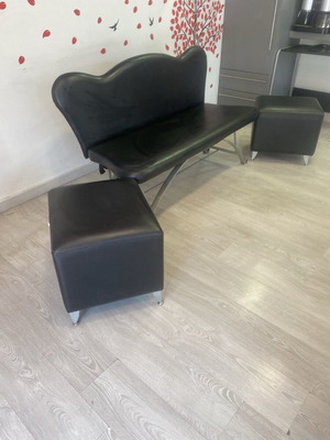 Leather sofa and stools used